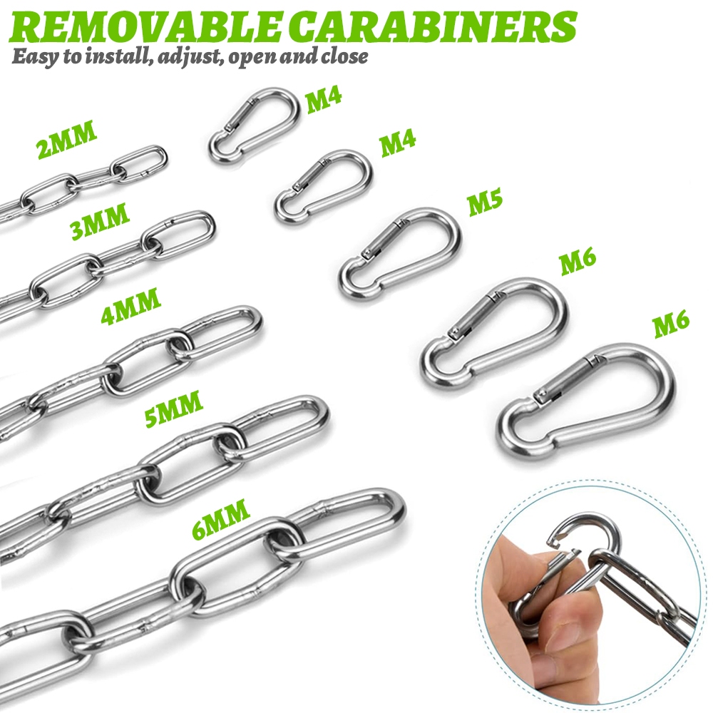 Dây chuyền thép không gỉ 304 có khóa nhanh 2 / 3 / 4 / 5 / 6mm Dây chuyền hạng nặng được sử dụng để đục lỗ túi treo ghế võng xích đu 1M