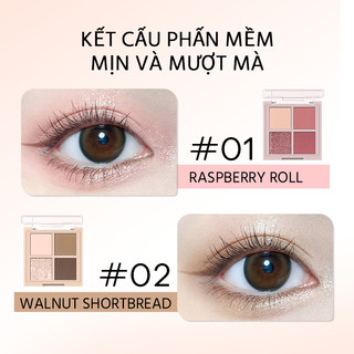 Romantic Beauty Bảng Phấn Mắt Afternoon Tea 4 Ô Tông Đất Tự Nhiên Lấp Lánh Dễ Dùng Cho Học Sinh