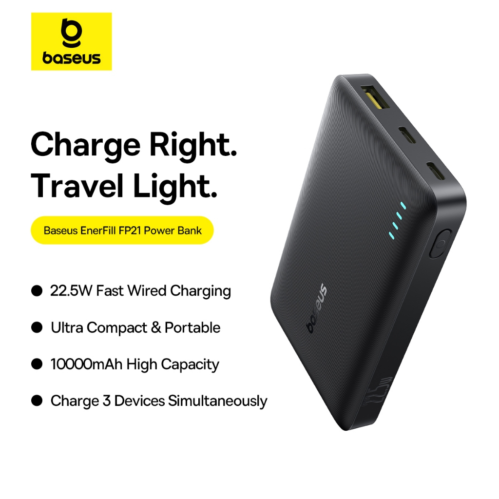 Pin dự phòng Baseus EnerFill FP21 10000mAh 22.5W Bao gồm cáp TypeC sang C sạc nhanh