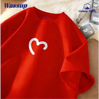 ✨Hàng có sẵn✨ WASSUP Áo thun đơn giản với họa tiết trái tim - Áo thun nam mới! 100% cotton, thời trang, Unisex.
