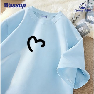 ✨Hàng có sẵn✨ WASSUP Áo thun đơn giản với họa tiết trái tim - Áo thun nam mới! 100% cotton, thời trang, Unisex.