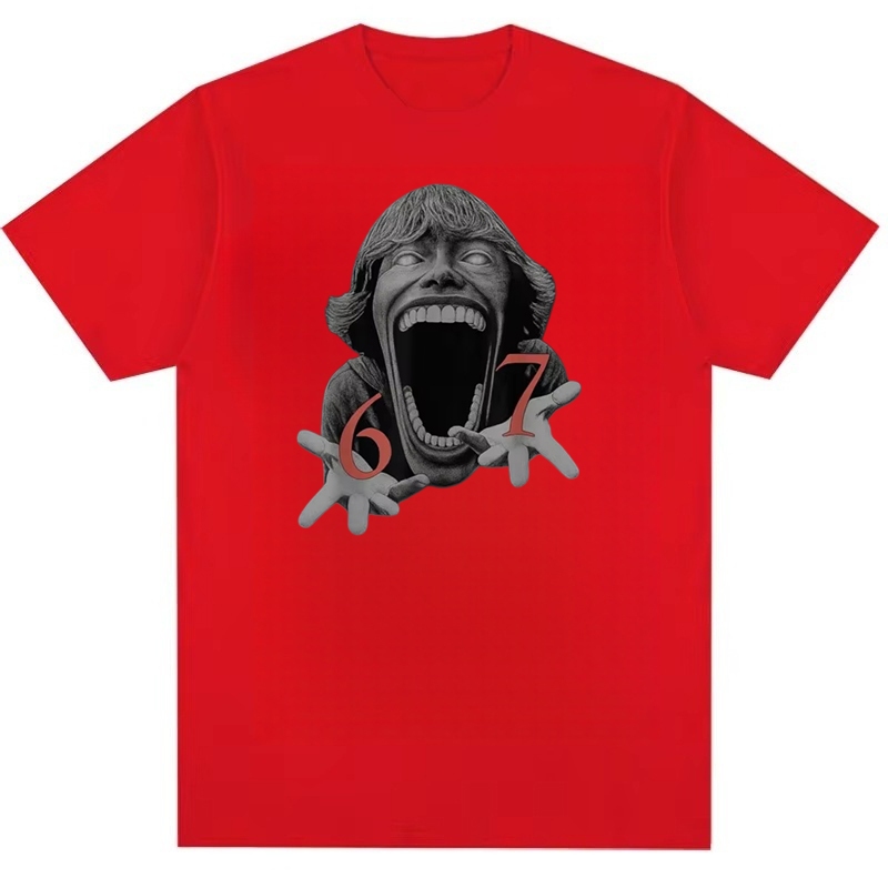 Áo thun cotton nam thiết kế hình Scream face 67 meme, phong cách thời trang