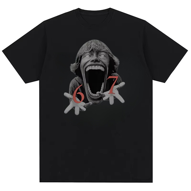 Áo thun cotton nam thiết kế hình Scream face 67 meme, phong cách thời trang