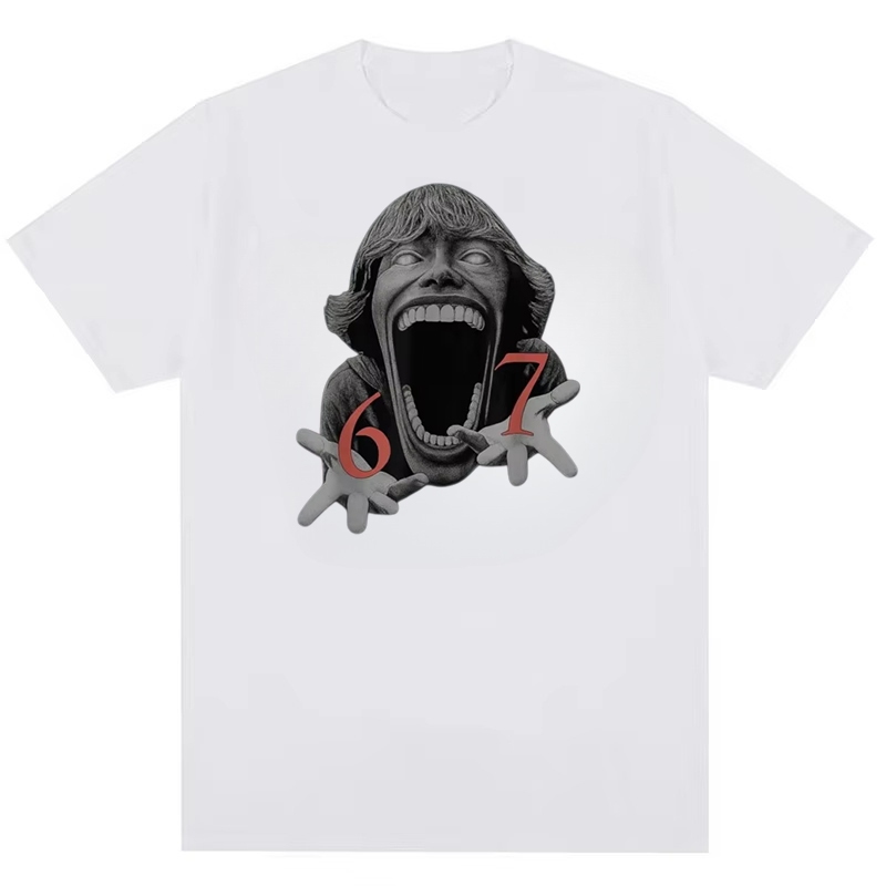 Áo thun cotton nam thiết kế hình Scream face 67 meme, phong cách thời trang