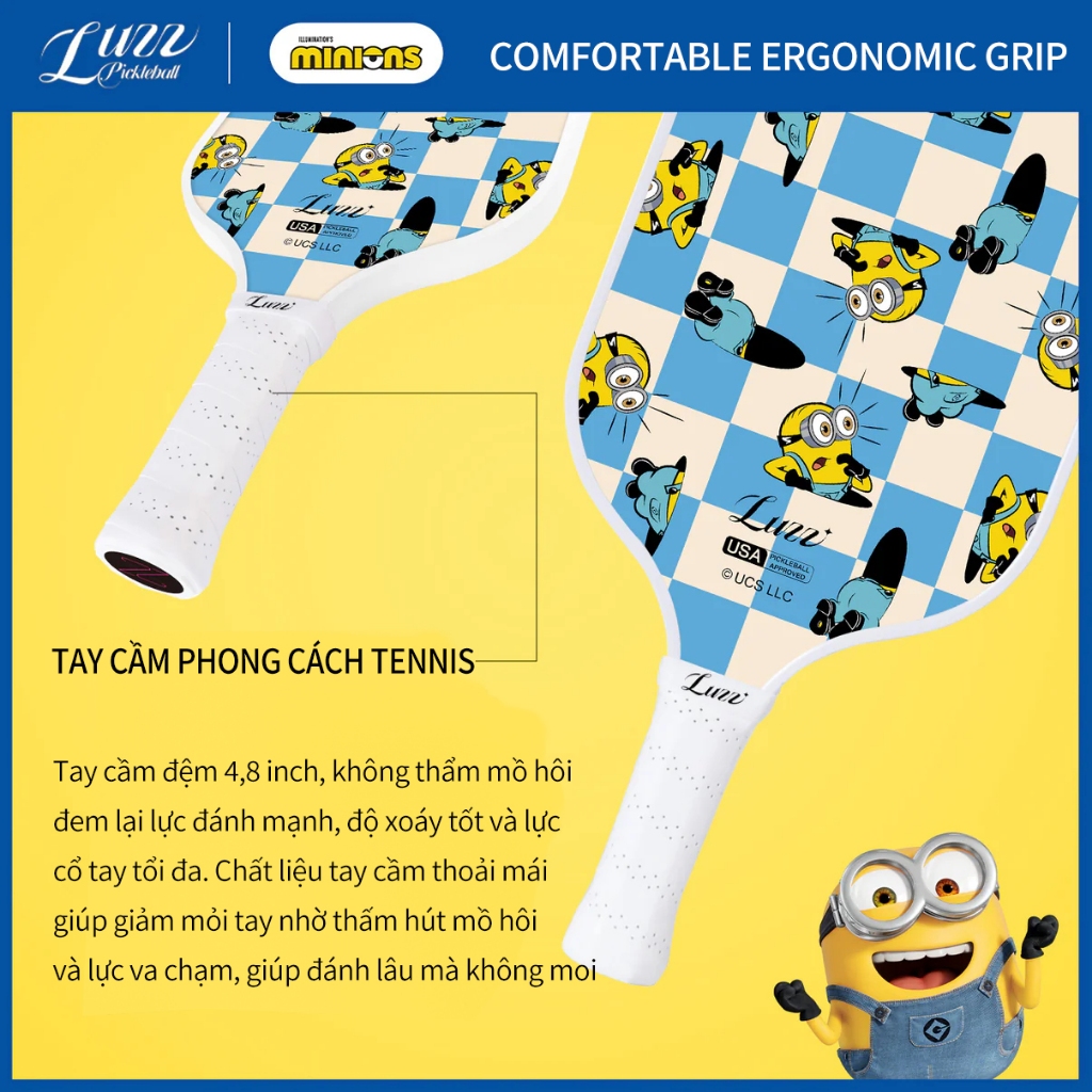 LUZZ Vợt Pickleball Minions Checker Champ Bản Gốc (16mm) T700 Sợi Carbon | BigBuy360 - bigbuy360.vn