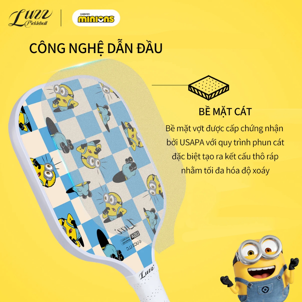 LUZZ Vợt Pickleball Minions Checker Champ Bản Gốc (16mm) T700 Sợi Carbon | BigBuy360 - bigbuy360.vn