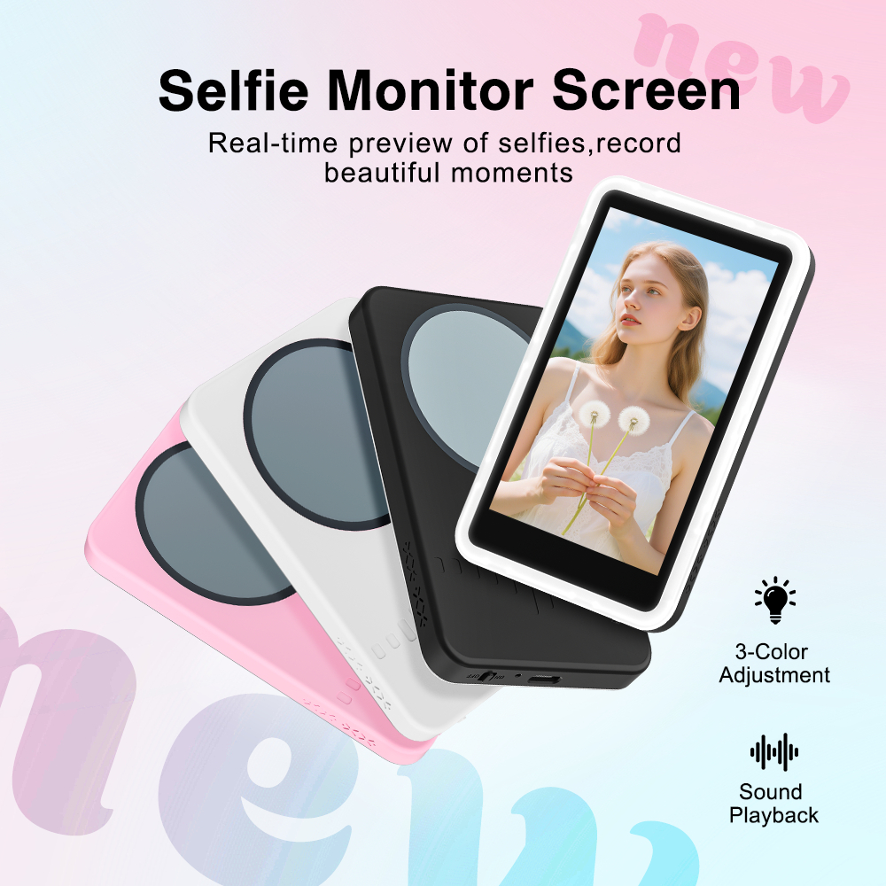Màn hình Selfie Camera phía sau từ tính có đèn lấp đầy​​ Màn hình Selfie 4K 60FPS Điện thoại Vlog Live Stream Monitor có loa​​ Cho iOS Android
