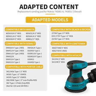 Miếng đệm đĩa chà nhám móc và vòng - Tấm lót đánh bóng 8 lỗ 5 Inch cho máy đánh bóng quỹ đạo ngẫu nhiên, thay đổi nhanh chóng