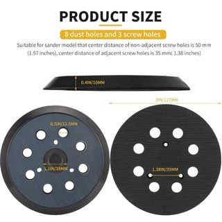 Miếng đệm đĩa chà nhám móc và vòng - Tấm lót đánh bóng 8 lỗ 5 Inch cho máy đánh bóng quỹ đạo ngẫu nhiên, thay đổi nhanh chóng