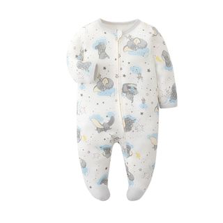 Áo liền quần có chân có dây kéo mềm mại cho trẻ sơ sinh - Đồ ngủ trẻ em in hình hoạt hình (Deer / Dumbo / Minnie Styles) Bộ đồ ngủ ấm cúng cho bé 0-12 tháng