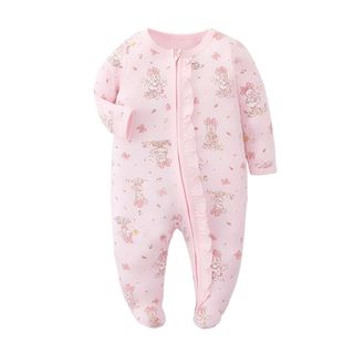 Áo liền quần có chân có dây kéo mềm mại cho trẻ sơ sinh - Đồ ngủ trẻ em in hình hoạt hình (Deer / Dumbo / Minnie Styles) Bộ đồ ngủ ấm cúng cho bé 0-12 tháng