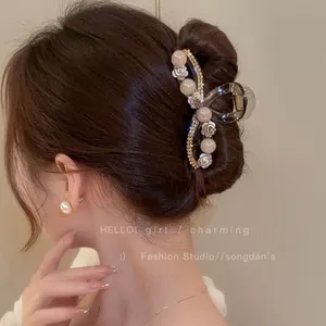 Kẹp Tóc Cá Mập Thời Trang, Phong Cách Thanhh Lich Với Chi Tiết Giả Ngọc Trai