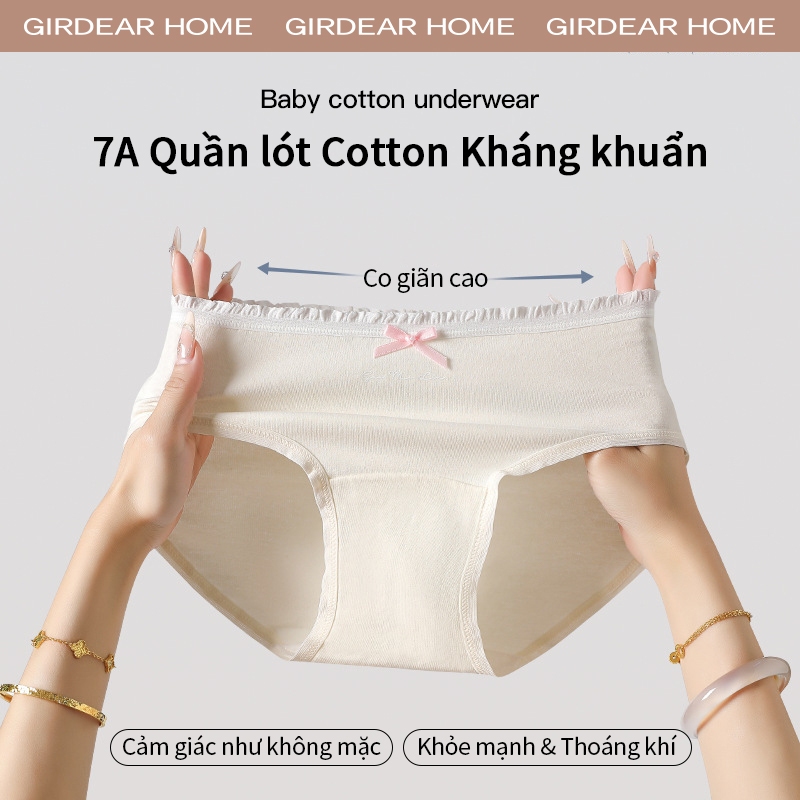 Girdear Home Thắt Lưng Nhà Bé Gái Giữa Eo Quần Lót Cotton Có Thắt Nơ Kháng Khuẩn Siêu Mềm Quần Lót Nữ Chắc Chắn Thoải Mái Thoáng Khí Quần Đùi,GH46