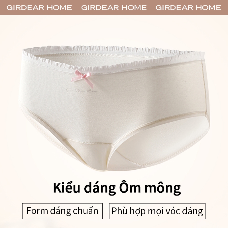 Girdear Home Thắt Lưng Nhà Bé Gái Giữa Eo Quần Lót Cotton Có Thắt Nơ Kháng Khuẩn Siêu Mềm Quần Lót Nữ Chắc Chắn Thoải Mái Thoáng Khí Quần Đùi,GH46