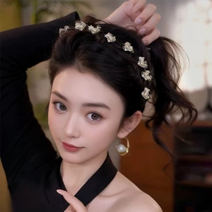 Băng đô nữ xếp ly màu đen chống trượt