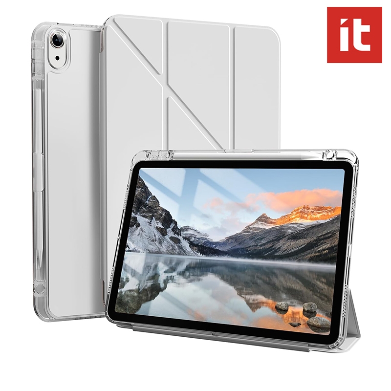 Ốp Lưng IT Cho iPad Gen 12 11 10 9 8 7 6 5 4 3 2 1 A16 air 8 7 6 5 4 3 2 1 M4 M3 pro 11 13 24 / 25, Ốp Lưng Mỏng Phong Cách Trong Suốt Có Bút Chì Giá đỡ, Vỏ đứng hình chữ Y gấp góc Mutil