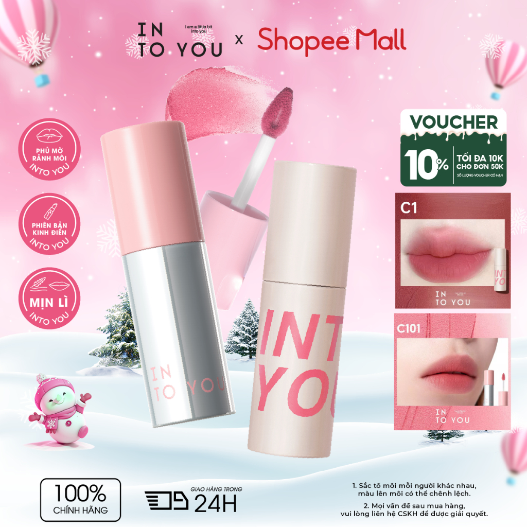 Son Không Khí INTO YOU Trang Điểm Mịn Lì Tự Nhiên Tôn Da Trắng Răng Không Lem Air  2.0 1.8g