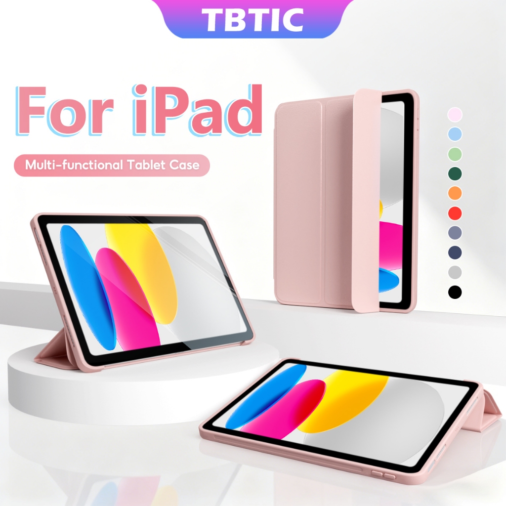 Tbtic Cho iPad Case Air 7 M3 2025 6 Pro 11 2024 11th A16 10th Gen Pro Mini 6 Air 5 4 3 2 1 9th 8th 7th 6th 5th 9.7 10.2 10.5 10.9 Mỏng Nhẹ Mềm Da PU Lật Đứng