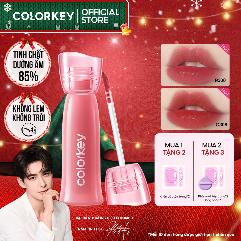 Son COLORKEY Watery Tint, Lì Mịn Nhẹ Môi, Không Dính, Lâu Trôi, Dưỡng Ẩm, Son Môi Lì  2.5g
