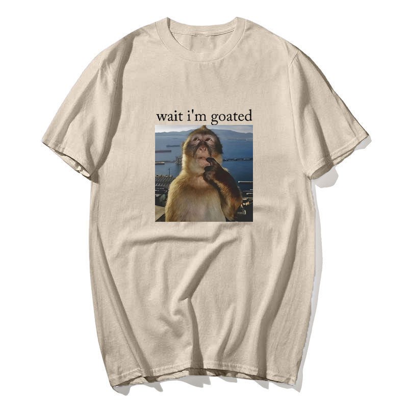 Áo thun cotton tay ngắn họa tiết meme khỉ, phù hợp nam nữ, size quá khổ người, thời trang mùa hè
