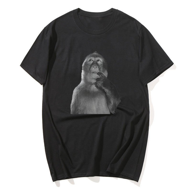 Áo Thun Meme Khỉ Ngọ Nghĩnh Tay Ngắn Phong CáchVintage Hip Hop Quá Khổ