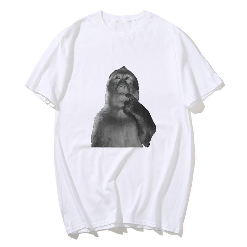 Áo Thun Meme Khỉ Ngọ Nghĩnh Tay Ngắn Phong CáchVintage Hip Hop Quá Khổ