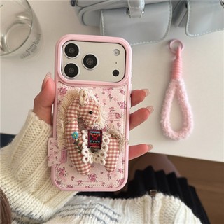 IPhone 17 Pro max 16 Pro max Hoa họa tiết ngựa ba chiều Chất liệu PU Vỏ điện thoại gương lật