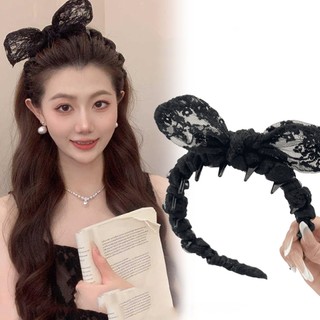 Ngọt ngào băng đô ren tai thỏ nơ lược răng, phong cách mới cao cấp