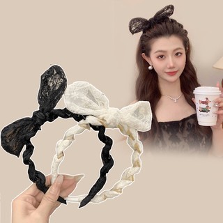 Ngọt ngào băng đô ren tai thỏ nơ lược răng, phong cách mới cao cấp