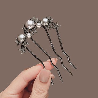 Kẹp tóc bóng dáng lược tấm, thiết kế thanh lịch với họa tiết pháp tính khí ngọc trai