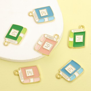 10 Chiếc 3 Màu Nhỏ Giọt Hợp Kim Dầu Dễ Thương Sách Quyến Rũ, Từ Điển Nhiều Màu Sắc Mặt Dây Chuyền Cho DIY Vòng Cổ Móc Khóa Trâm Đánh Dấu Trang Và Nhiều Đồ Trang Trí Dây Xích Sáng Tạo Hơn - Quà Tặng Lý Tưởng Cho Học Sinh