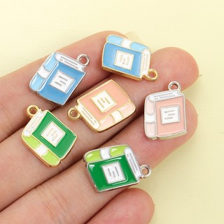 10 Chiếc 3 Màu Nhỏ Giọt Hợp Kim Dầu Dễ Thương Sách Quyến Rũ, Từ Điển Nhiều Màu Sắc Mặt Dây Chuyền Cho DIY Vòng Cổ Móc Khóa Trâm Đánh Dấu Trang Và Nhiều Đồ Trang Trí Dây Xích Sáng Tạo Hơn - Quà Tặng Lý Tưởng Cho Học Sinh
