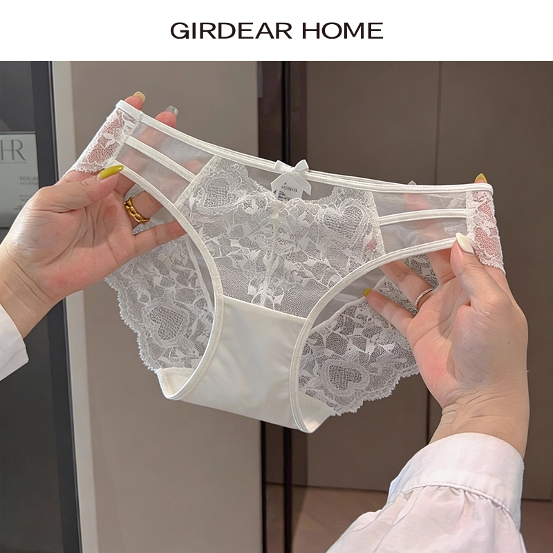 Girdear Home Quần lót ren dây chéo eo vừa thoáng khí nhìn xuyên nhưng thanh lịch mặc hàng ngày không đường may,GH48