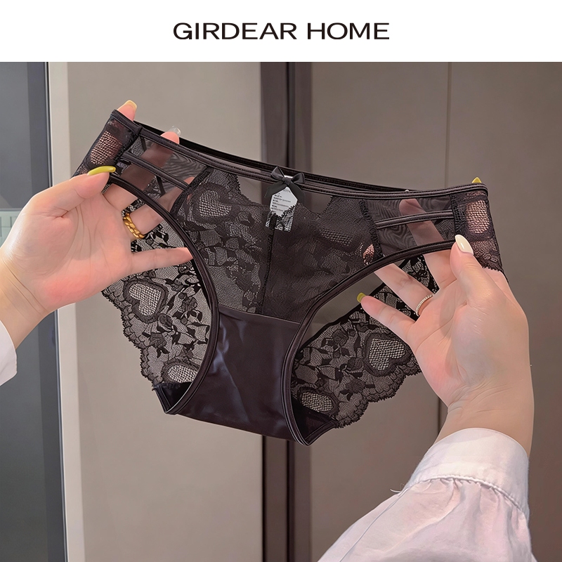 Girdear Home Quần lót ren dây chéo eo vừa thoáng khí nhìn xuyên nhưng thanh lịch mặc hàng ngày không đường may,GH48