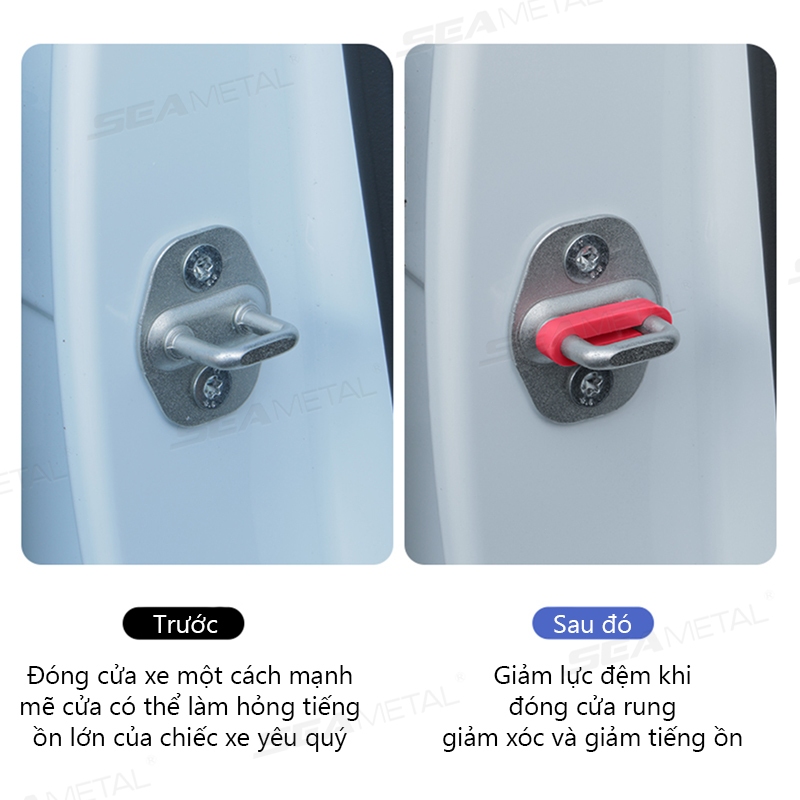 SEAMETAL 4 Khóa Cửa Ô Tô Giảm Chấn Miếng Lót Silicon Chống Rung Im Lặng Giảm Chấn Đệm Khóa Cửa Khóa Bảo Vệ