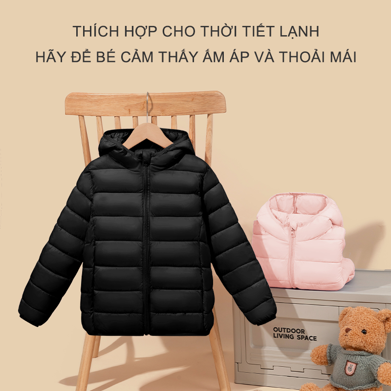 W.G.Q Áo phao bé gái , Lớp lót lông cừu dày in hình dễ thương, ấm áp thoải mái, thích hợp cho thời tiết lạnh