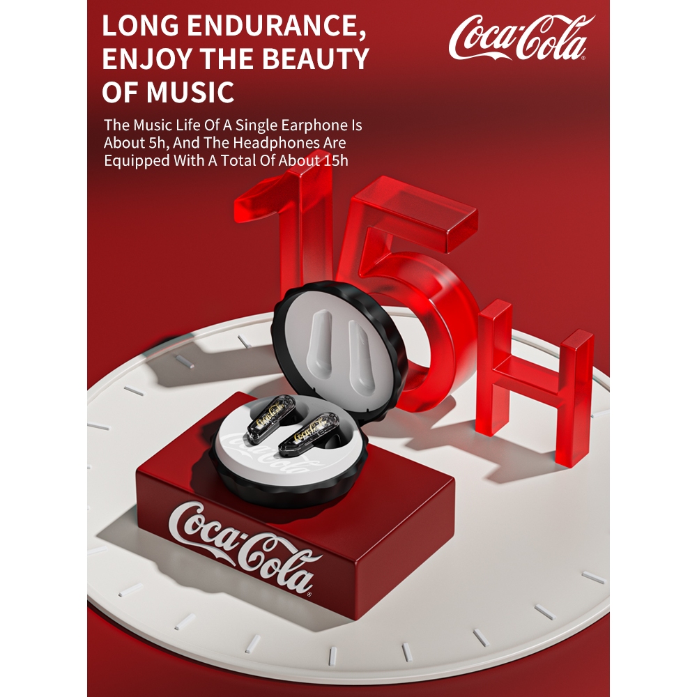 Tai nghe Bluetooth không dây thực sự Coca-Cola T13 Thiết kế bán trong tai | Trình điều khiển động 13mm | Bluetooth khử tiếng ồn ENC 5.4 | Tuổi thọ pin dài 15H | Điều khiển cảm ứng | Type-C Nhanh | BigBuy360 - bigbuy360.vn