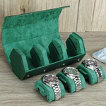 Hiram Da Thật Chính Hãng 3 Khe Cắm Đồng Hồ Cao Cấp Hiển Thị Đồng Hồ Tổ Chức Chống Thấm Nước Saffron Da Xanh Đồng Hồ Cuộn — ảnh 2