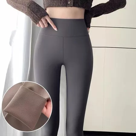 Quần thể thao lót nhung quần giữ ấm quần cá mập nhung cừu siêu dày Quần Legging thu đông cạp cao