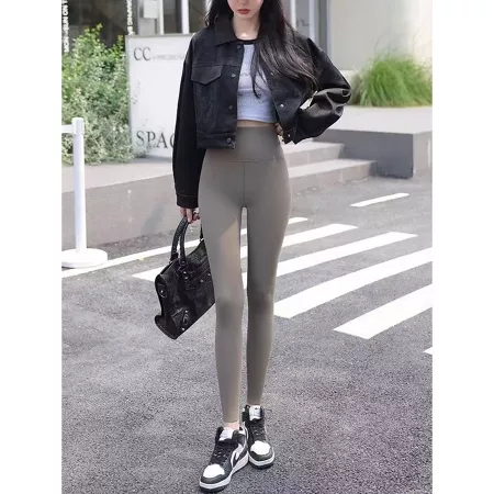 Quần thể thao lót nhung quần giữ ấm quần cá mập nhung cừu siêu dày Quần Legging thu đông cạp cao