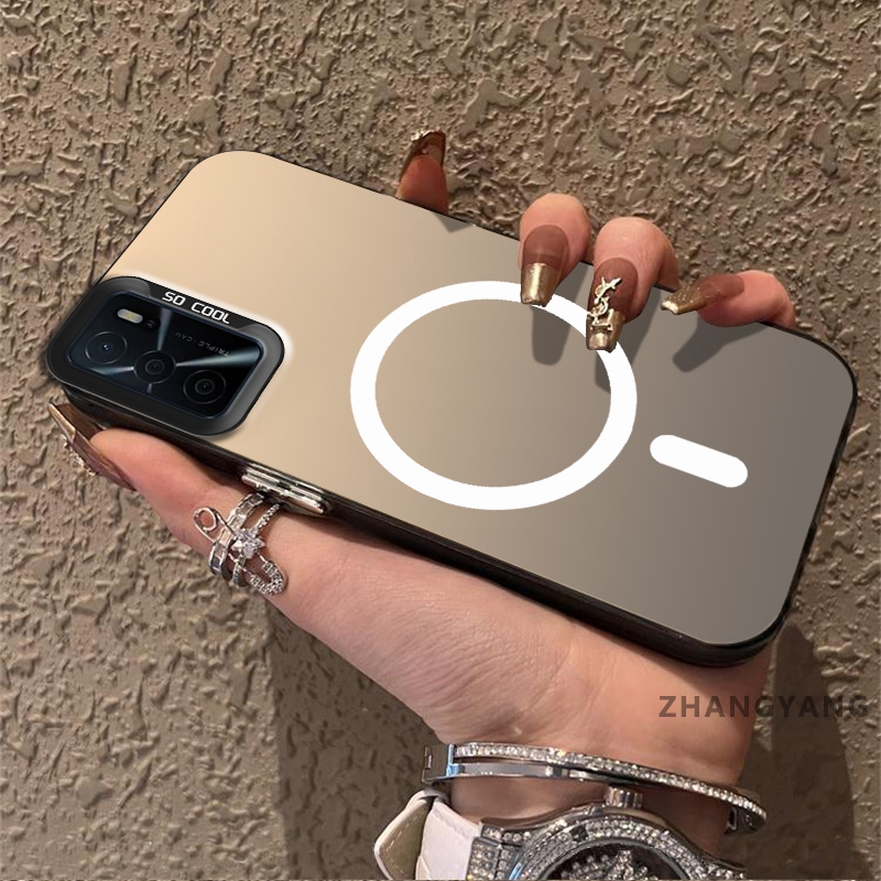 Ốp Lưng Cho OPPO A16 Matte TPU Chống Sốc Vỏ Điện Thoại Thẩm Mỹ Từ Tính Hút Chức Năng Thiết Kế Mới Silicon Mềm Trường Hợp Miễn Phí Tinh Tế Dây Tay