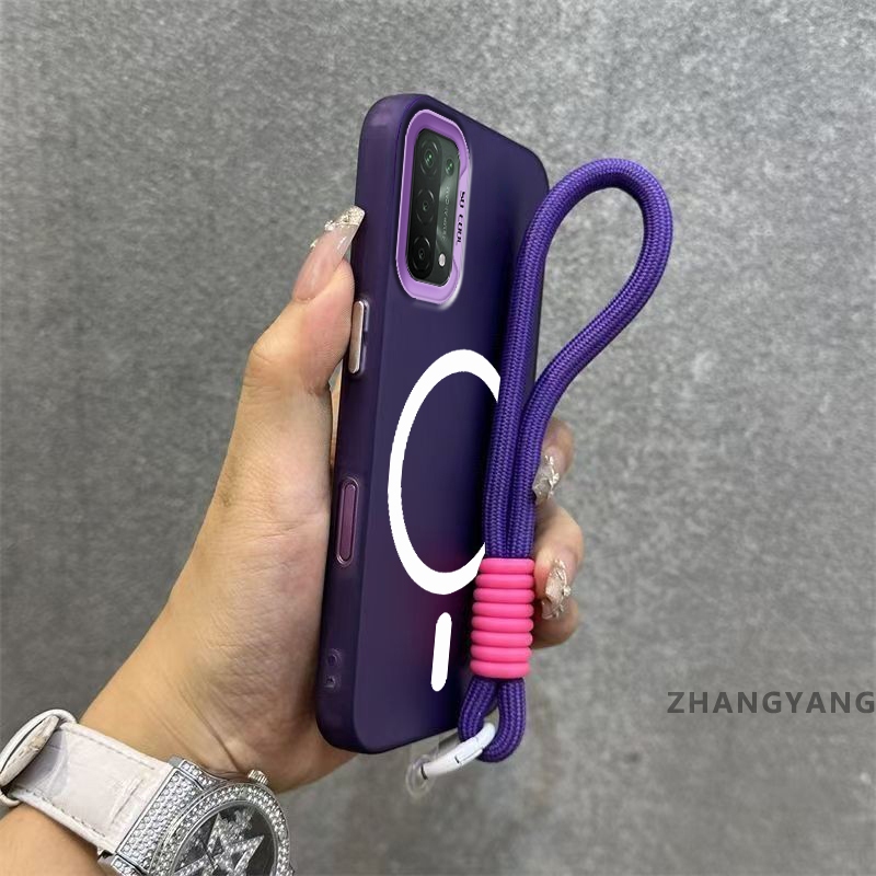 Ốp Lưng Cho OPPO Reno 4 Reno 5 Matte TPU Chống Sốc Vỏ Điện Thoại Thẩm Mỹ Từ Tính Hút Chức Năng Thiết Kế Mới Silicon Mềm Case Miễn Phí Tinh Tế Dây Tay