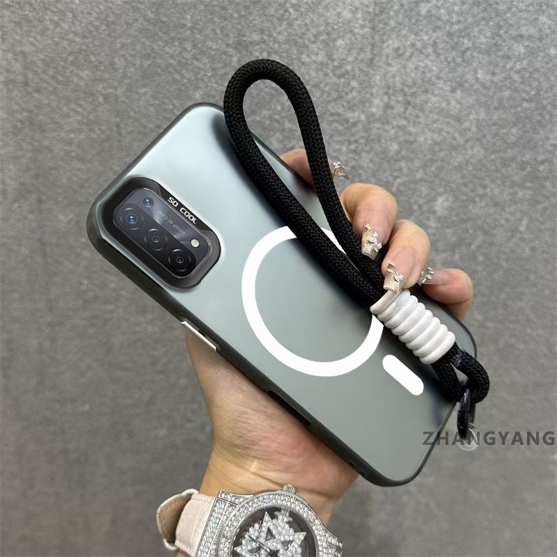 Ốp Lưng Cho OPPO Reno 4 Reno 5 Matte TPU Chống Sốc Vỏ Điện Thoại Thẩm Mỹ Từ Tính Hút Chức Năng Thiết Kế Mới Silicon Mềm Case Miễn Phí Tinh Tế Dây Tay