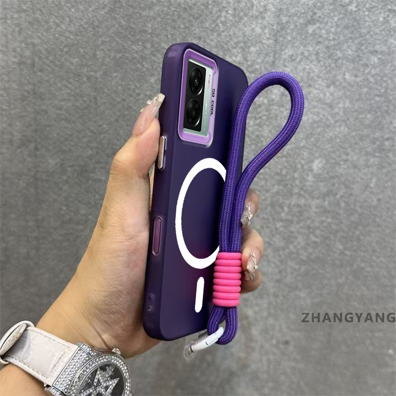 Ốp Lưng Cho OPPO A57 A77s A77 Matte TPU Chống Sốc Điện Thoại Thẩm Mỹ Từ Tính Hút Chức Năng Thiết Kế Mới Silicon Mềm Trường Hợp Miễn Phí Dây Tay Tinh Tế