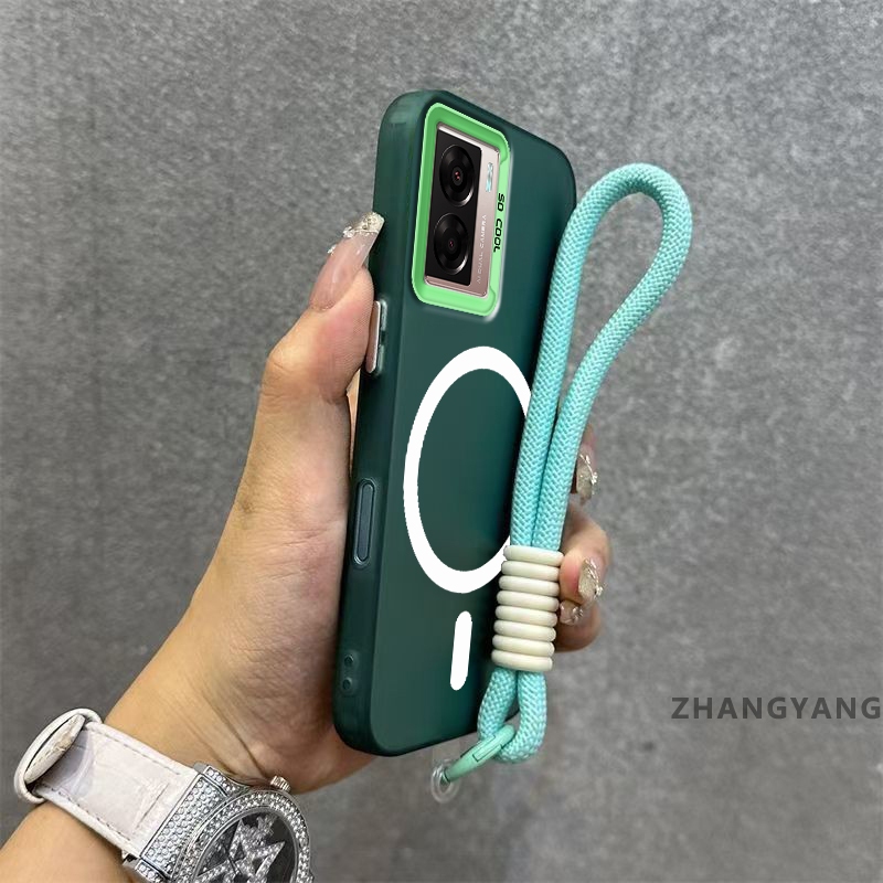Ốp Lưng Cho OPPO A57 A77s A77 Matte TPU Chống Sốc Điện Thoại Thẩm Mỹ Từ Tính Hút Chức Năng Thiết Kế Mới Silicon Mềm Trường Hợp Miễn Phí Dây Tay Tinh Tế