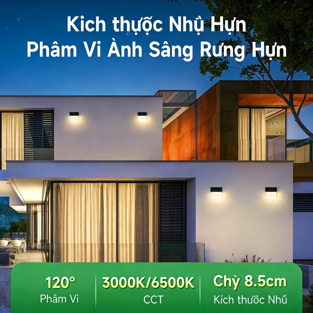 Đèn tường năng lượng mặt trời Chống nước ngoài trời IP65 Đèn LED pha lê Lampu Dinding Tự động bật / tắt cổng Đèn hàng rào sân vườn