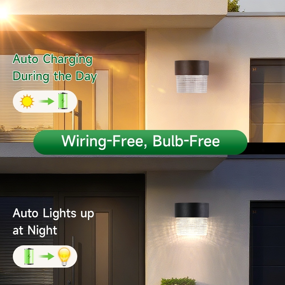 Đèn tường năng lượng mặt trời Chống nước ngoài trời IP65 Đèn LED pha lê Lampu Dinding Tự động bật / tắt cổng Đèn hàng rào sân vườn
