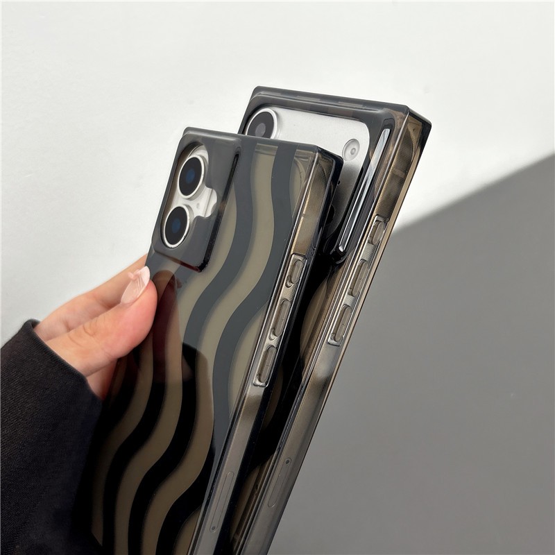 IPhone 17 Pro max 16 Pro max Màu đen họa tiết sóng xoắn chất liệu TPU xử lý IMD vỏ điện thoại