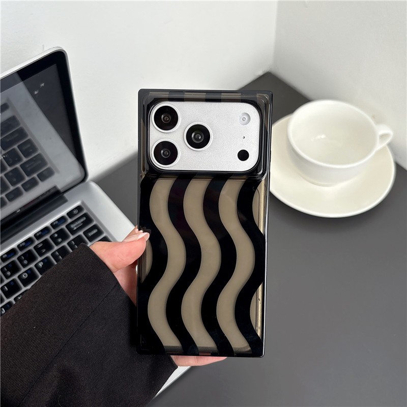 IPhone 17 Pro max 16 Pro max Màu đen họa tiết sóng xoắn chất liệu TPU xử lý IMD vỏ điện thoại