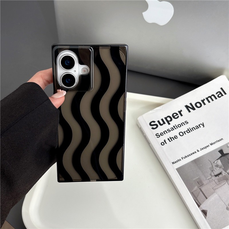 IPhone 17 Pro max 16 Pro max Màu đen họa tiết sóng xoắn chất liệu TPU xử lý IMD vỏ điện thoại